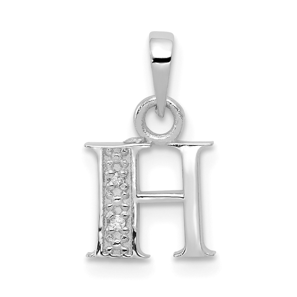 YC251H.jpg 14KW Rhodium-plated Diamond Letter H Initial Pendant - Image 1