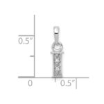 14KW Rhodium-plated Diamond Letter I Initial Pendant - Image 3