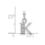 14KW Rhodium-plated Diamond Letter K Initial Pendant - Image 3