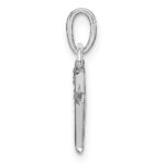 14KW Rhodium-plated Diamond Letter M Initial Pendant - Image 2