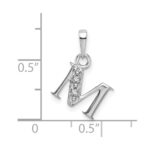 14KW Rhodium-plated Diamond Letter M Initial Pendant - Image 3