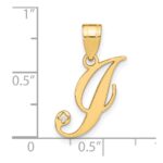 14KY Script Letter I Initial Pendant with Diamond - Image 4