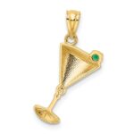 14k Martini Glass with Green CZ Olive Pendant - Image 3