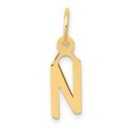 14k Small Slanted Block Letter N Initial Charm