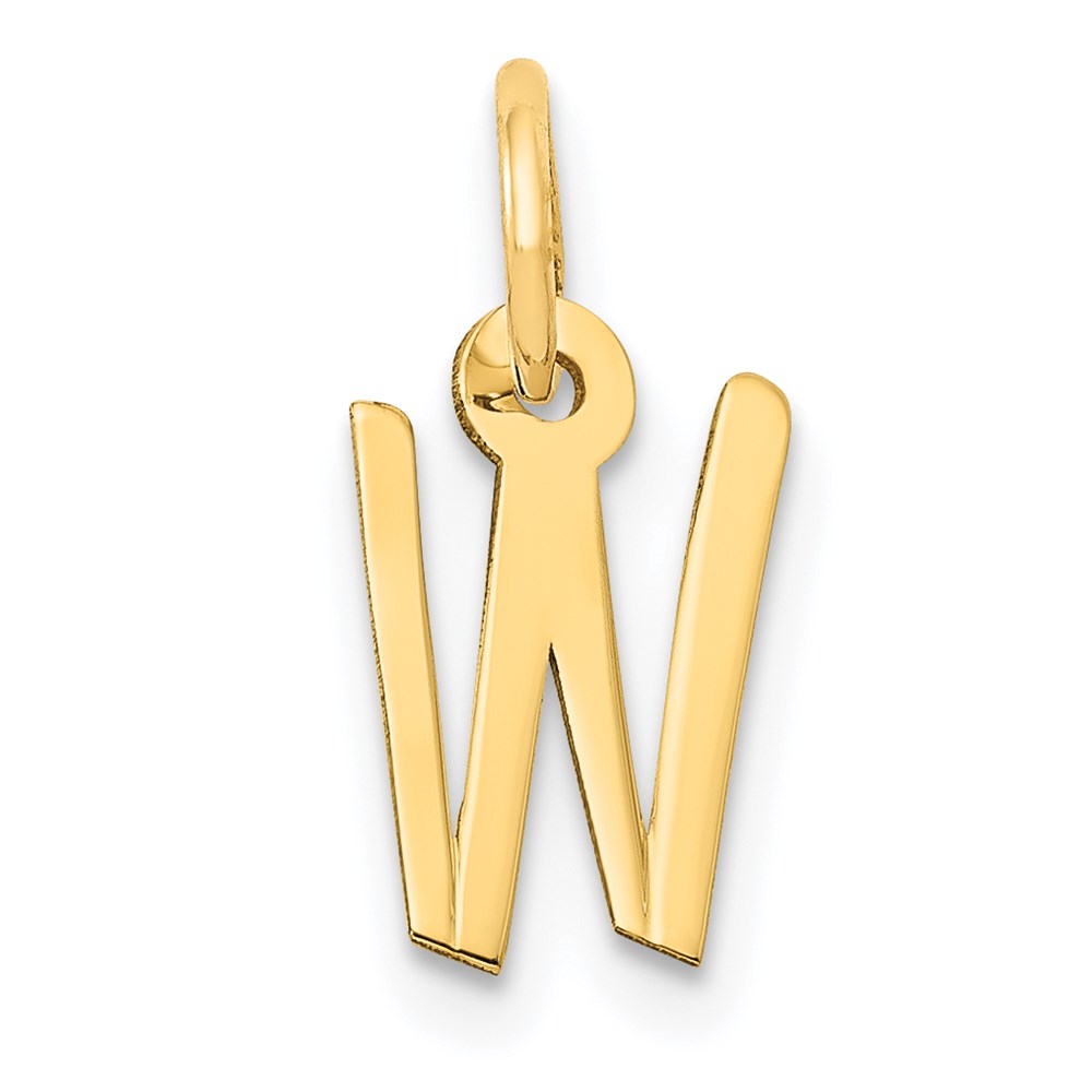 YC644W.jpg 14k Small Slanted Block Letter W Initial Charm - Image 1