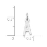 14k White Gold Small Slanted Block Letter A Initial Charm - Image 4