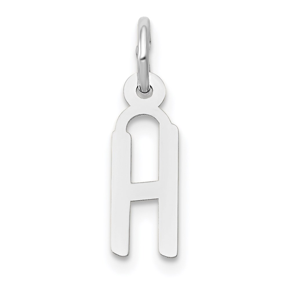 YC645H.jpg 14K White Gold Small Slanted Block Letter H Initial Charm - Image 1