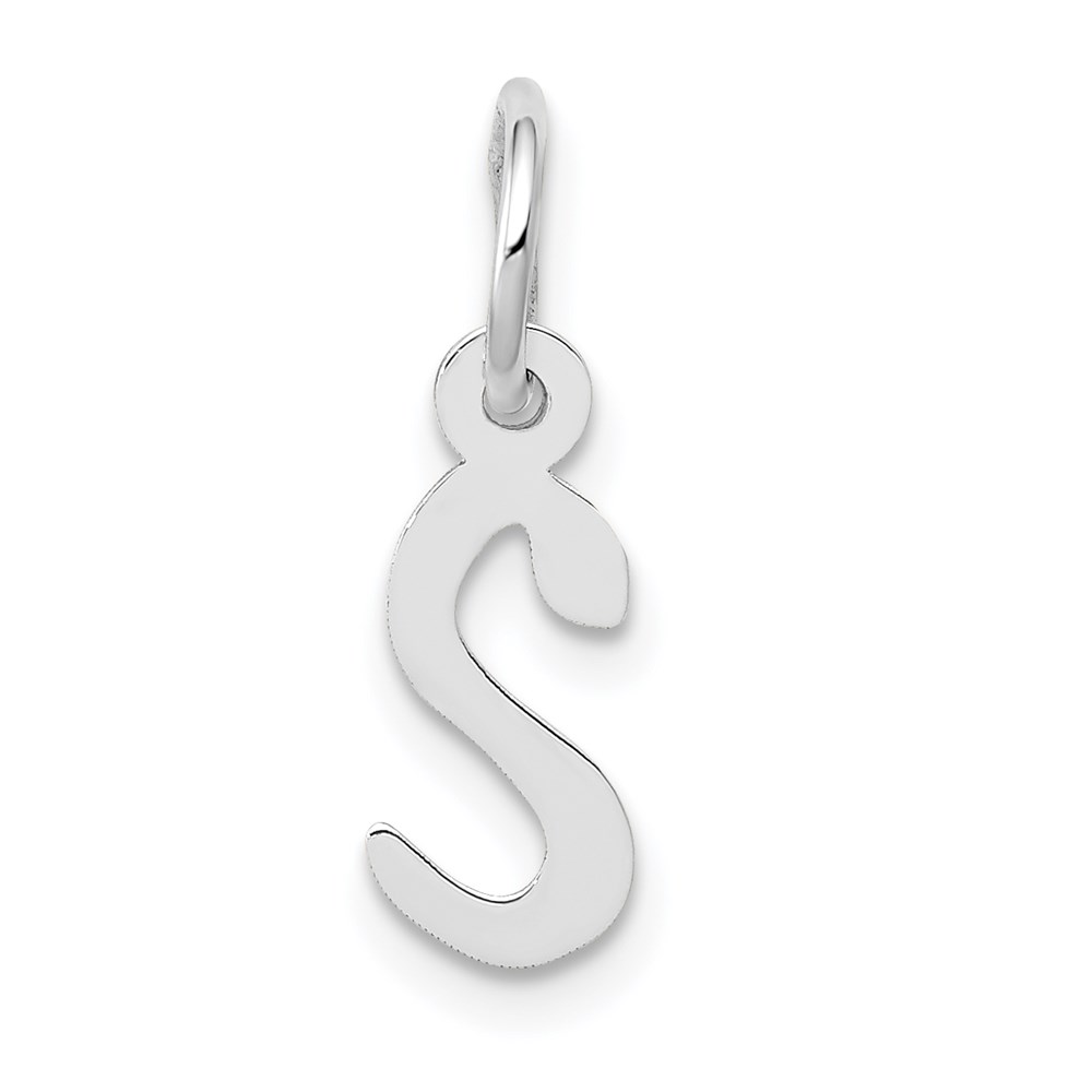 YC645S.jpg 14K White Gold Small Slanted Block Letter S Initial Charm - Image 1