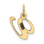 14K Small Fancy Script Letter V Initial Charm - Image 3