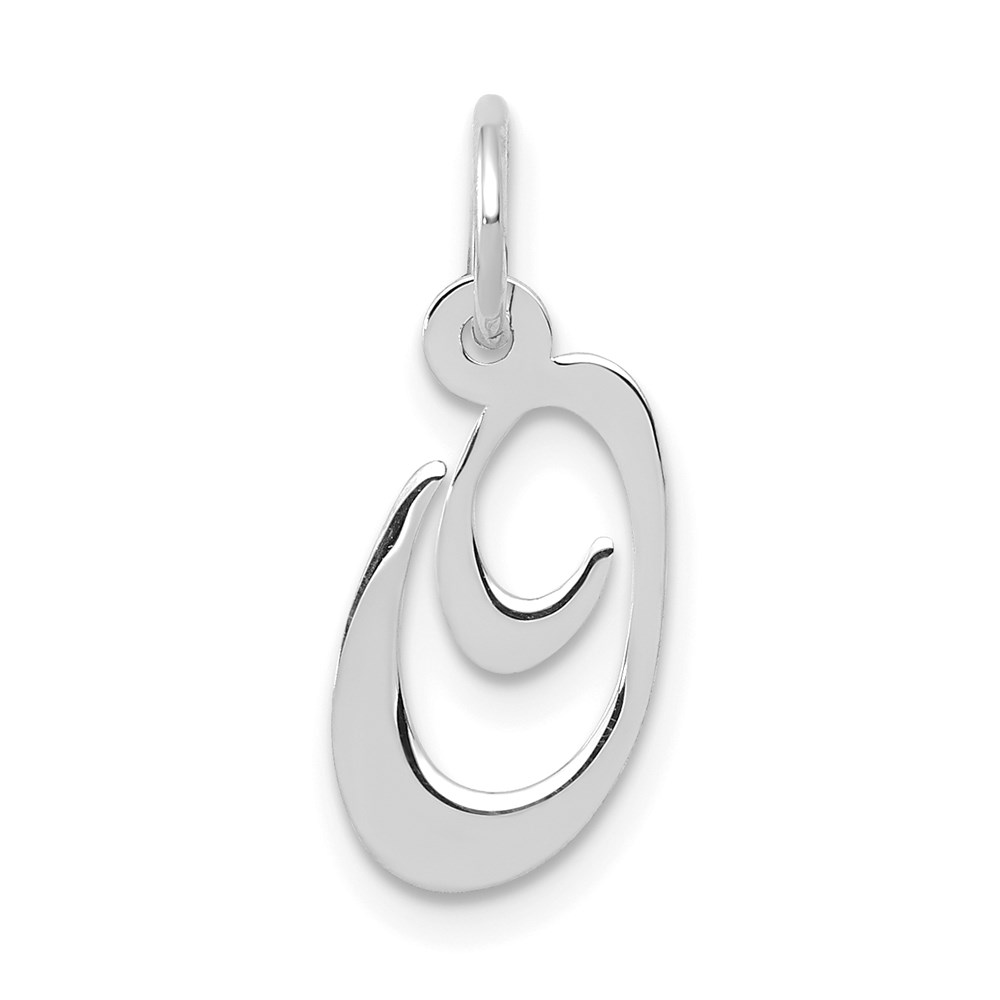 YC651O.jpg 14k White Gold Small Fancy Script Letter O Initial Charm - Image 1