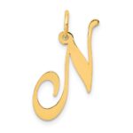 14K Medium Fancy Script Letter N Initial Charm