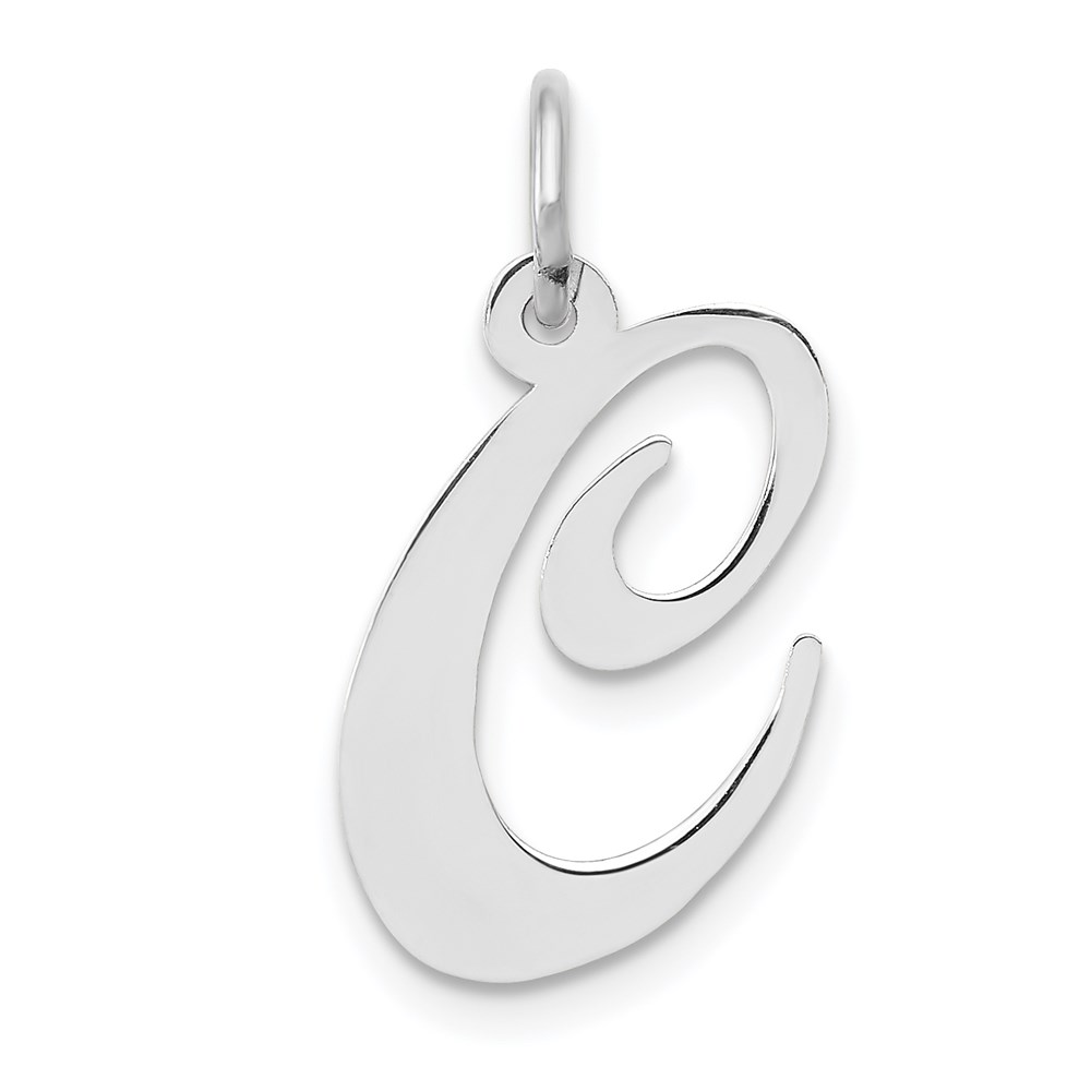 YC653C.jpg 14k White Gold Medium Fancy Script Letter C Initial Charm - Image 1