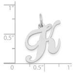 14K White Gold Medium Fancy Script Letter K Initial Charm - Image 2