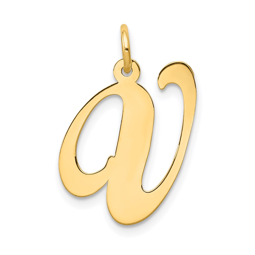 YC654V.jpg 14k Large Fancy Script Letter V Initial Charm - Image 1