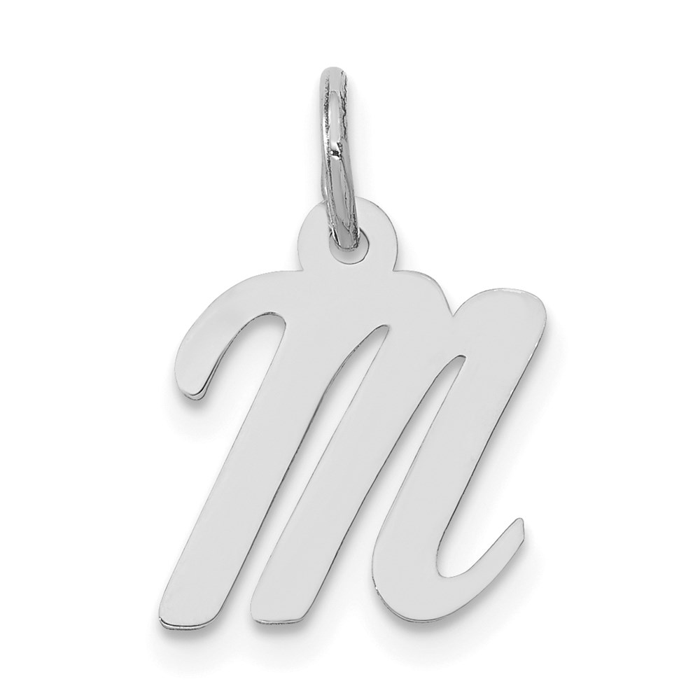 YC659M.jpg 14k White Gold Small Script Letter M Initial Charm - Image 1