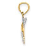 14K and White Rhodium Polished Heart with Wings Pendant - Image 2