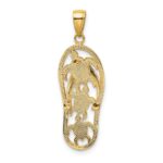 14K Green Enameled Cut-out Flip Flop with Sea Turtles Pendant - Image 3