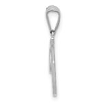 14KW White Gold Script Letter T Initial Pendant - Image 2
