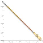 14K Tri-colored 1.75mm Diamond-cut Rope with Lobster Clasp Anklet - Image 2