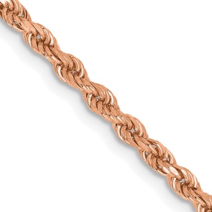 14K Rose Gold 2.25mm Diamond-cut Rope with Lobster Clasp Chain