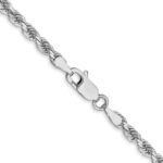 14K White Gold 3mm Diamond-cut Rope with Lobster Clasp Chain - Image 3