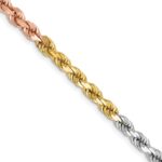 14K Tri-colored 4mm Diamond-cut Rope with Lobster Clasp Chain
