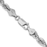 14K White Gold 5.5mm Diamond-cut Rope with Lobster Clasp Chain - Image 3