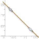 10k Two-tone Bezel-set 3.6mm CZ 6-Station Plus Extender - Total Anklet - Image 5