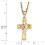 10k Tri-Color Black Hills Gold Cross Necklace - Image 3