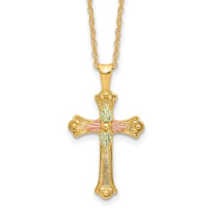 10k w/12K Accents Black Hills Gold Cross 18IN Necklace