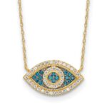 10K Polished CZ Evil Eye w/2 in ext Necklace
