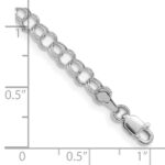 10k White Gold Hollow Double Link Charm Bracelet - Image 2