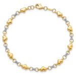 10K Two-tone Polished D/C Heart 7.5in Bracelet - Image 3