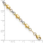 10K Two-tone Polished D/C Heart 7.5in Bracelet - Image 4