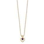 10k Madi K 3mm Amethyst Heart Birthstone Necklace - Image 2