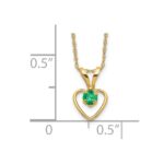 10k Madi K 3mm Emerald Heart Birthstone Necklace - Image 3