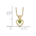 10k Madi K 3mm Peridot Heart Birthstone Necklace - Image 3