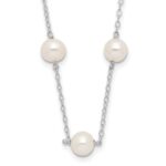 10K 5.5-6.5mm White Near Round Freshwater Cultured Pearl 12-station Necklace