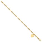 10k Polished Engravable 10.5mm Heart Disc Anklet - Image 3