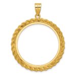 Wideband Distinguished Coin Jewelry 14k Polished and Diamond-cut with Casted Rope 32.7mm Prong Coin Bezel Pendant - Image 3