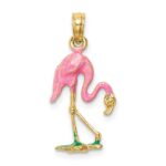 14k Enameled Pink Flamingo Pendant - Image 3
