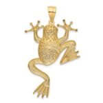 14K and White Rhodium Large Diamond-cut Frog Pendant - Image 3