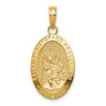 14k Polished Solid Saint Christopher Medal Oval Pendant