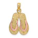 14k 3-D Pink Enameled Double Flip-Flop Charm