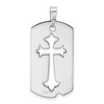 Sterling Silver Platinum-plated Polished Dog Tag w/Cut out Cross Pendant - Image 3