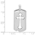 Sterling Silver Platinum-plated Polished Dog Tag w/Cut out Cross Pendant - Image 4