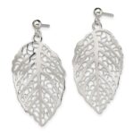 Sterling Silver Polished Leaf Post Dangle Earrings - Image 2