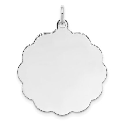 Sterling Silver Rh-plt Engraveable Polished Front/Satin Back Disc Charm