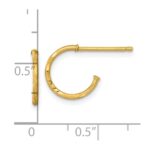 14k Polished 1.2 x 12mm Diamond-cut Solid C-Hoop Post Earrings - Image 3