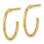 14k Polished 1.2 x 16mm Diamond-cut Solid C-Hoop Post Earrings - Image 2